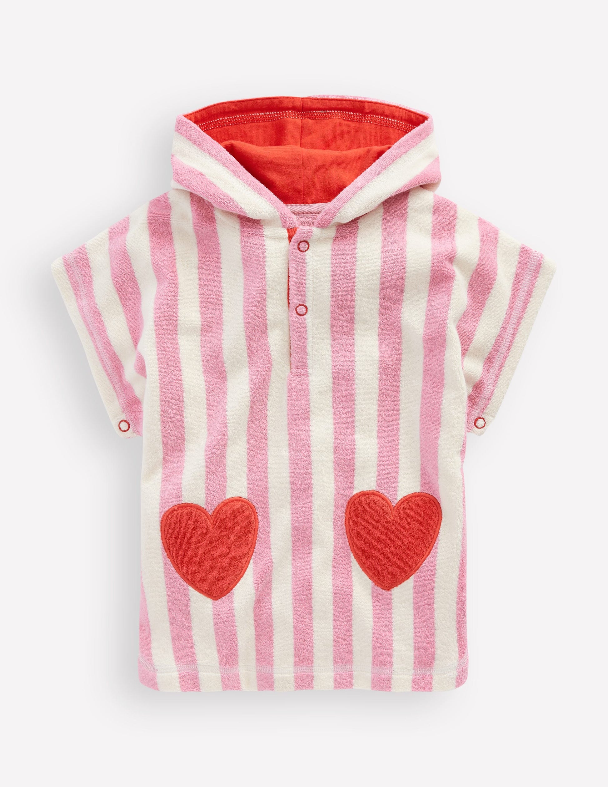 Novelty Towelling Throw-on-Bubblegum Pink Heart Stripe-1