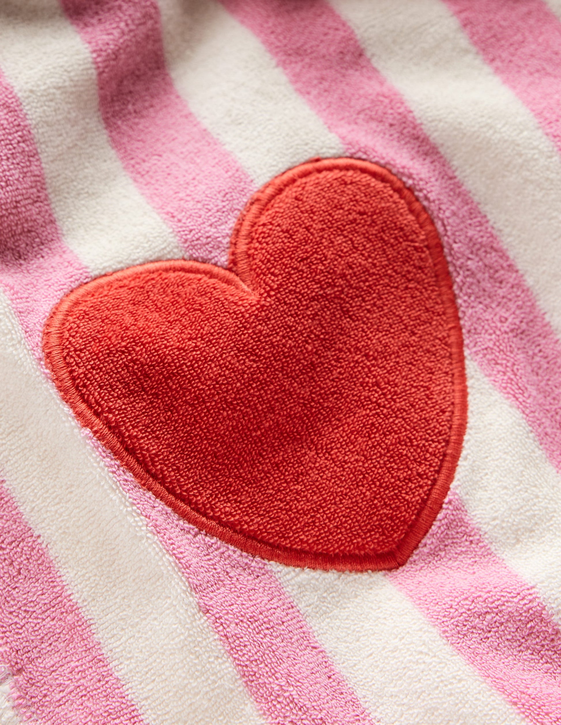 Novelty Towelling Throw-on-Bubblegum Pink Heart Stripe-3