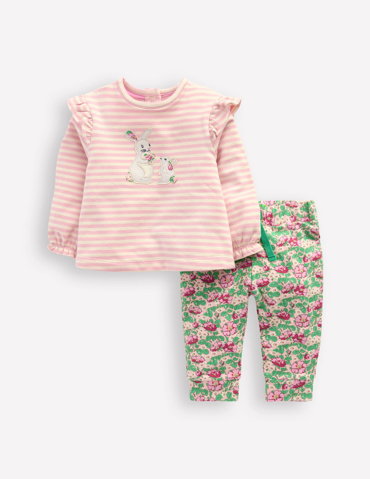 Appliqué Jersey Play Set-Almond Pink/ Soft Ivory - Image 1