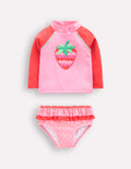 Frilly Rash Vest Set-Bubblegum Pink Strawberry