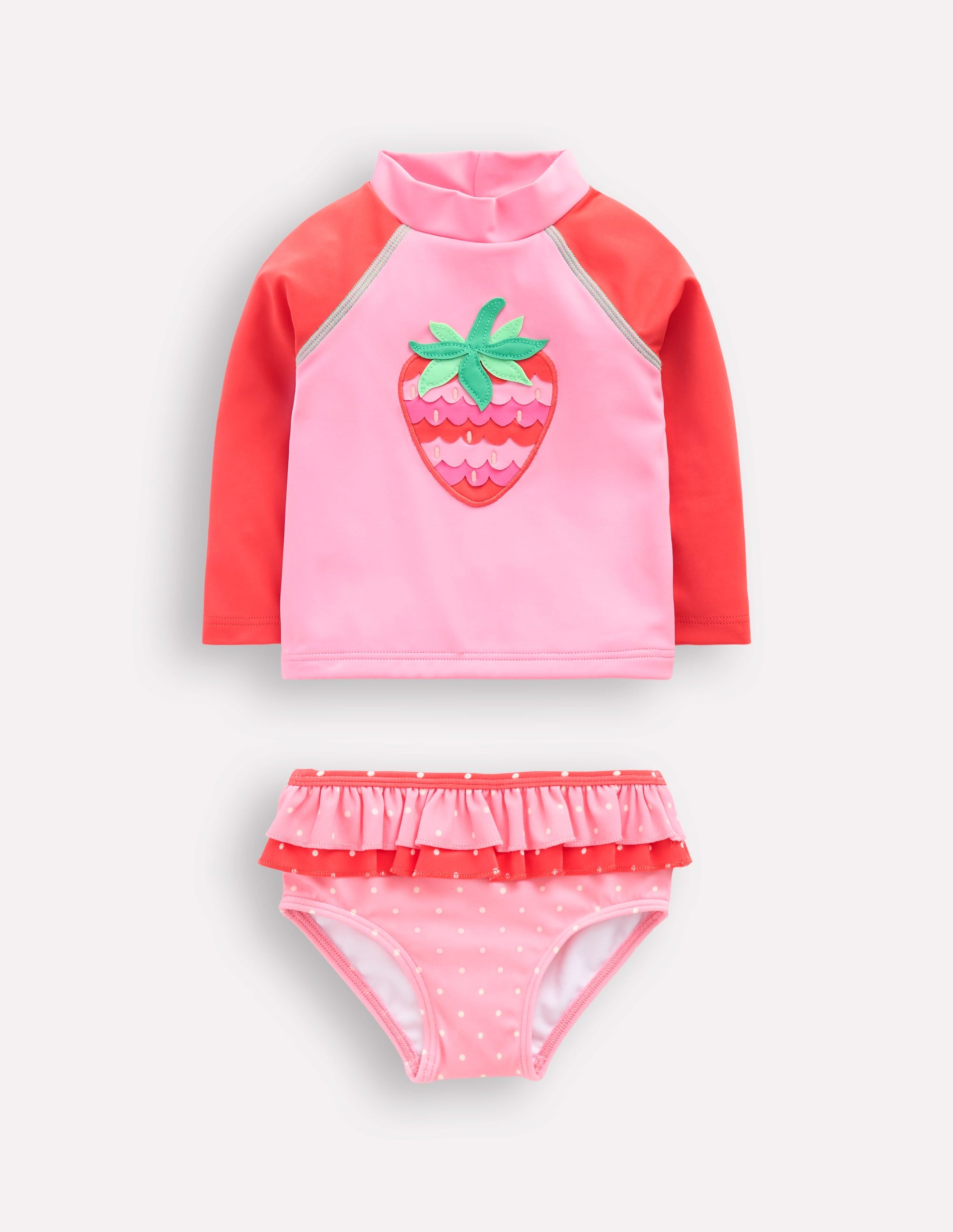 Frilly Rash Vest Set-Bubblegum Pink Strawberry - Image 1