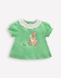 Ruffle Neck T-Shirt-Green Guinea Pig