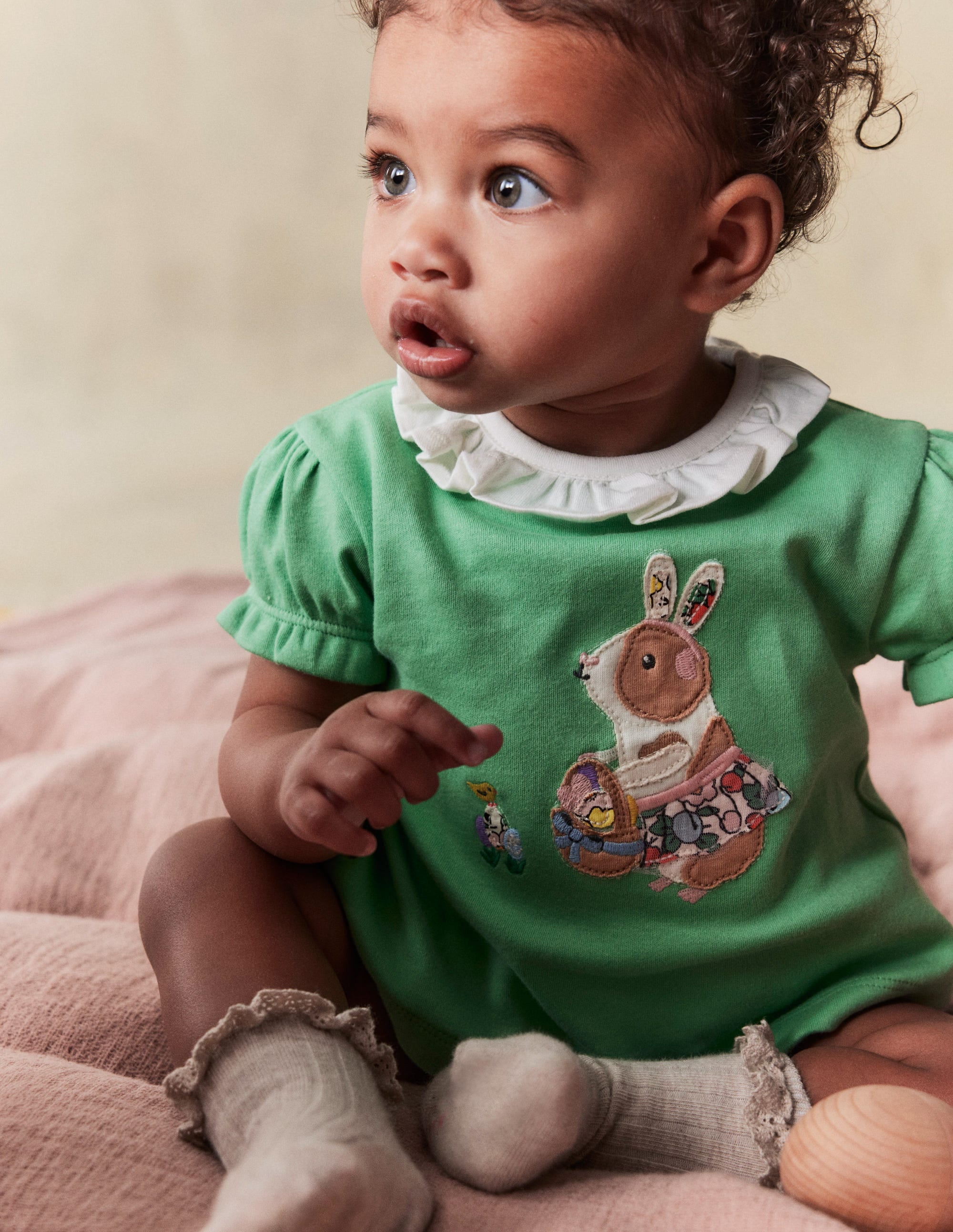 Ruffle Neck T-Shirt-Green Guinea Pig - Image 4