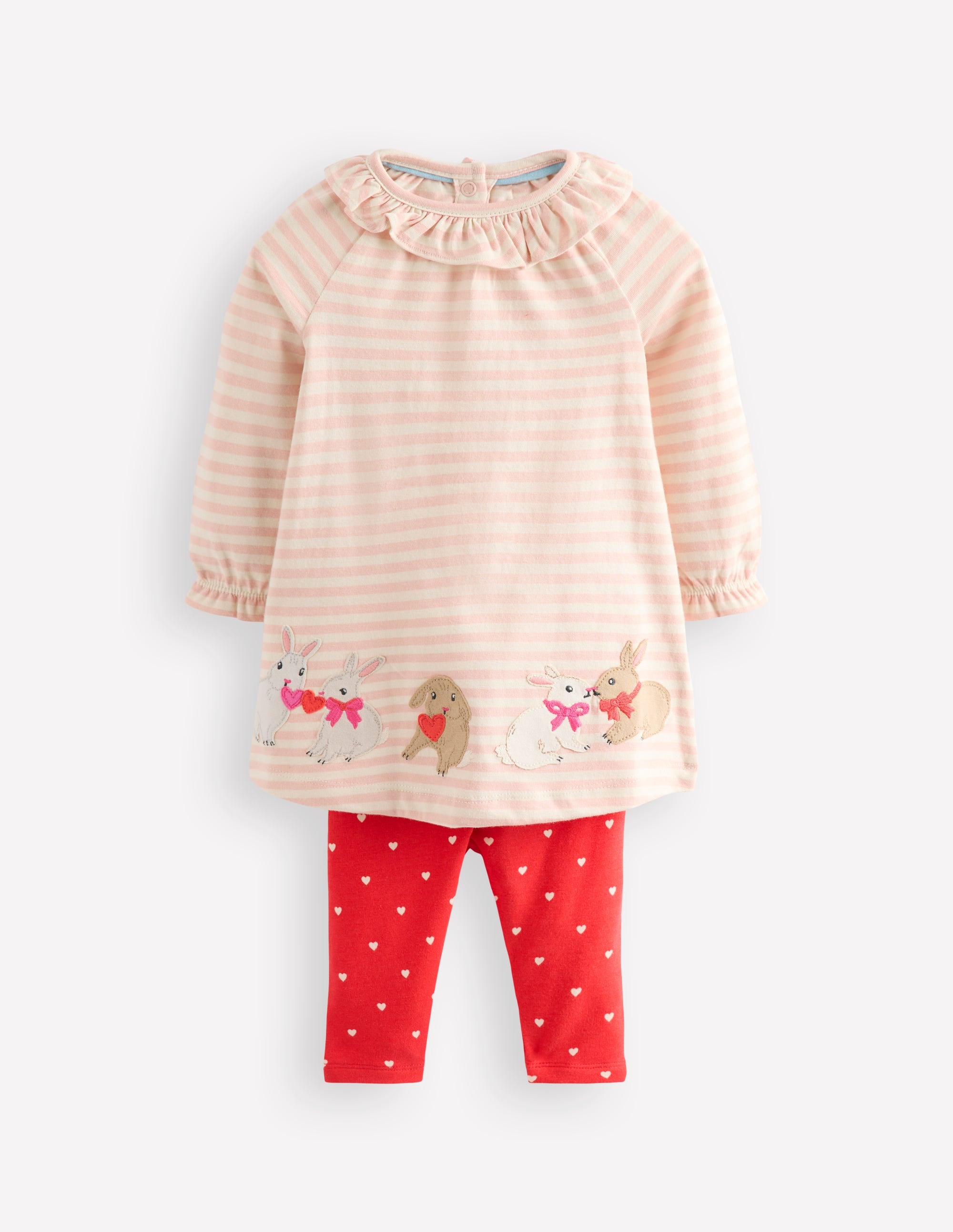 Jersey Logo Dress Set-Chalk Pink Bunnies - Image 1