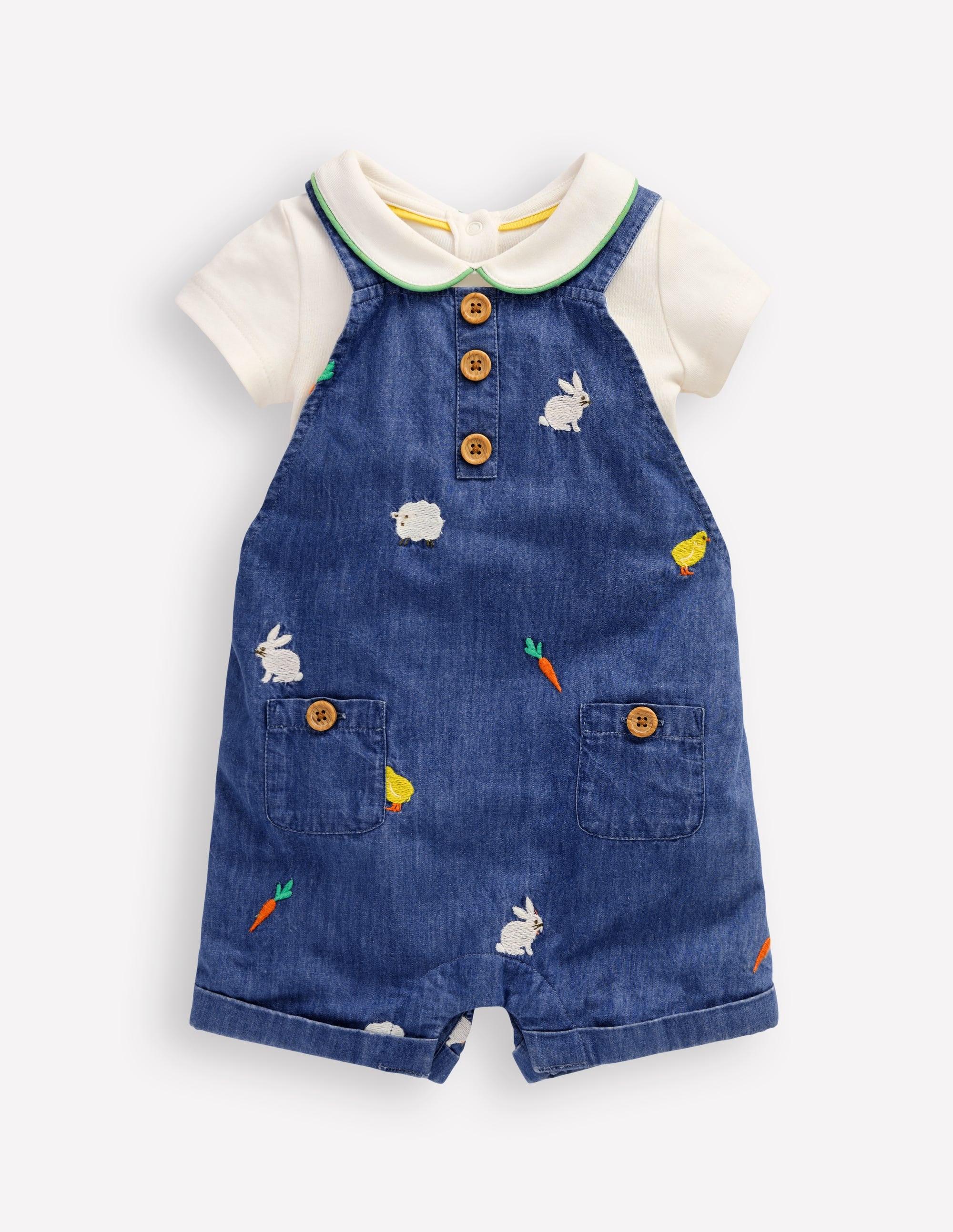 Embroidered Dungaree Set-Denim Easter Embroidery - Image 1