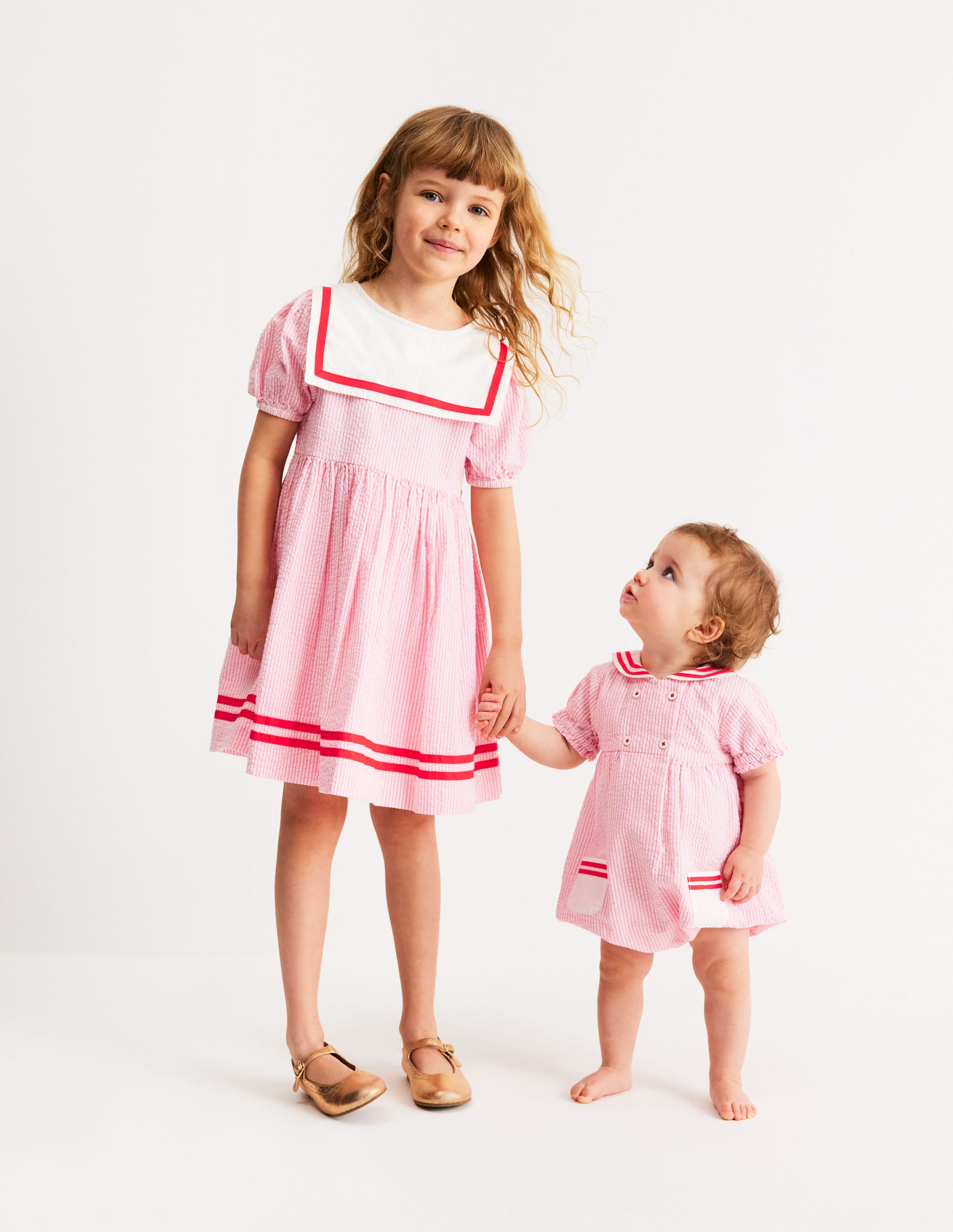 Heritage Nautical Romper-Pink Ticking Stripe - Image 5