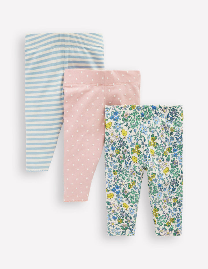 3-pack Cotton Leggings-Multi Chick Floral