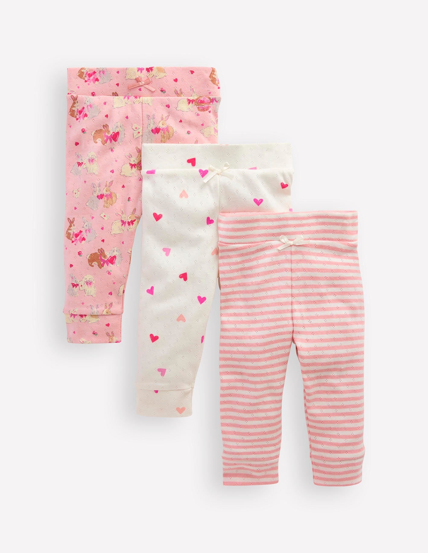 3-pack Pointelle Leggings-Pink Love Bunnies - Image 1