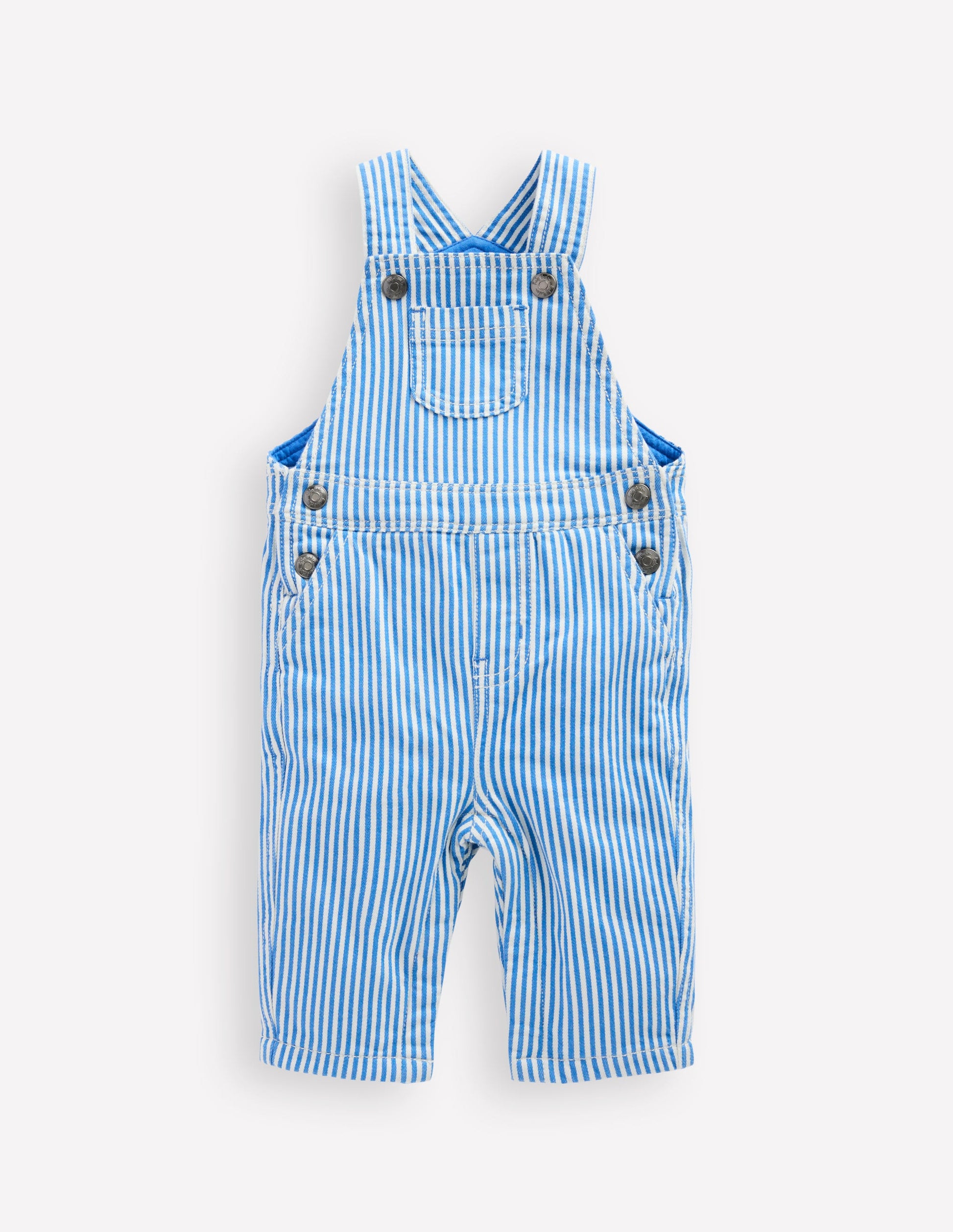 Woven Dungarees-Blue Ticking Stripe-1
