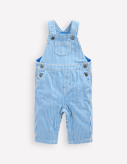 Woven Dungarees-Blue Ticking Stripe-1