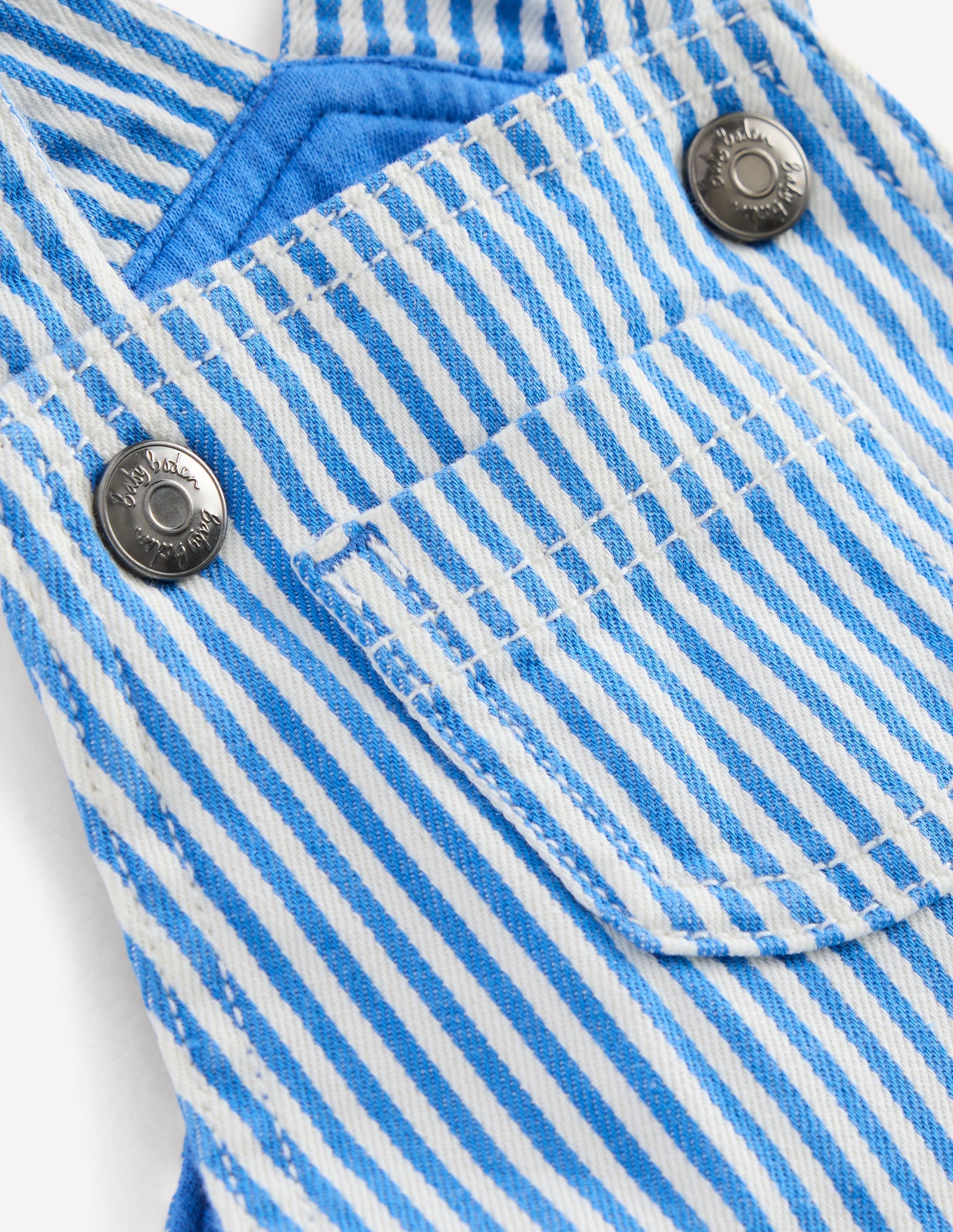 Woven Dungarees-Blue Ticking Stripe-3