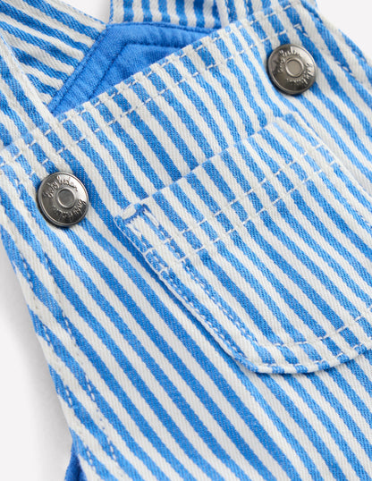 Woven Dungarees-Blue Ticking Stripe-3