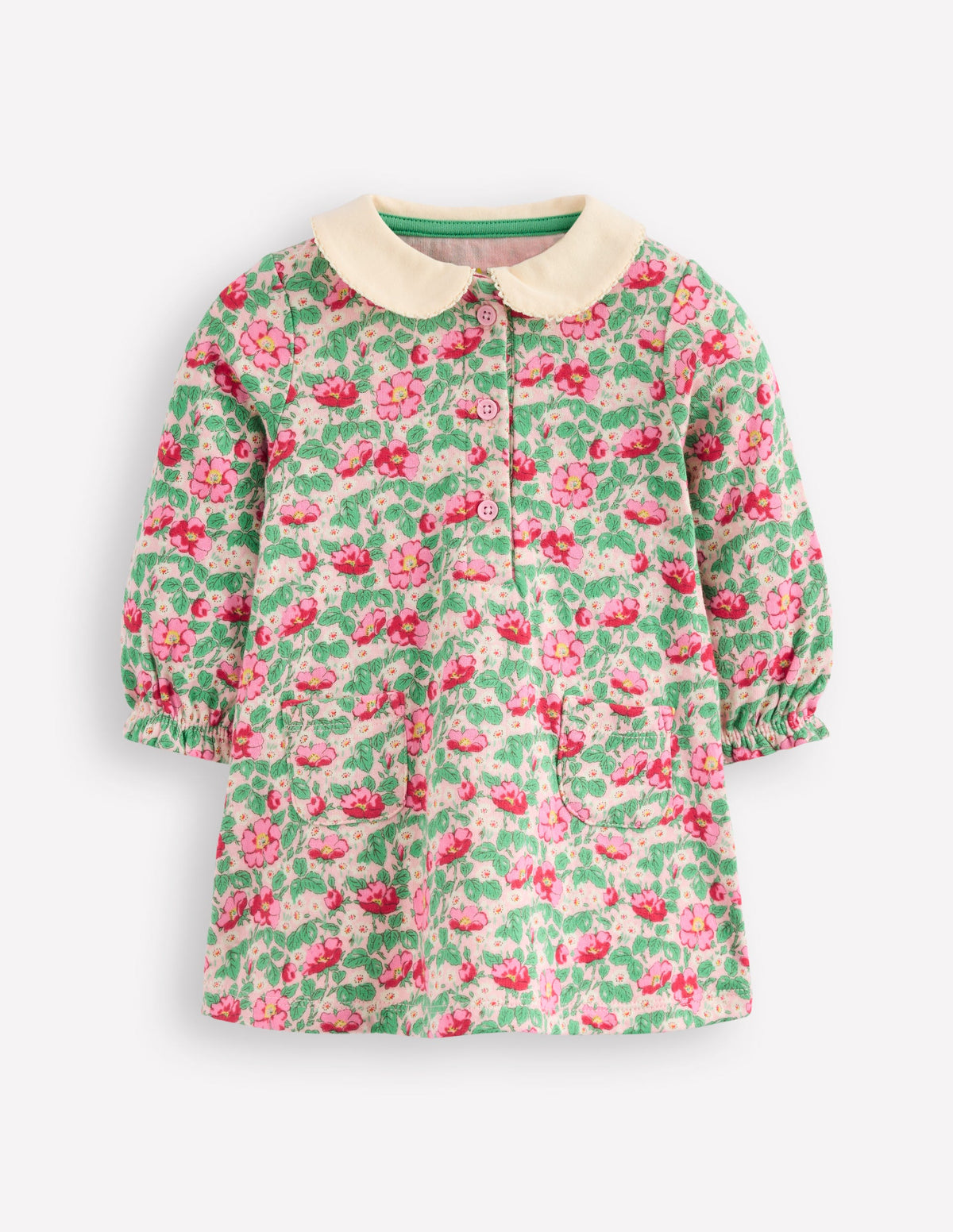 Jersey Doublecloth Dress-Pink Wild Rose Floral - Image 1
