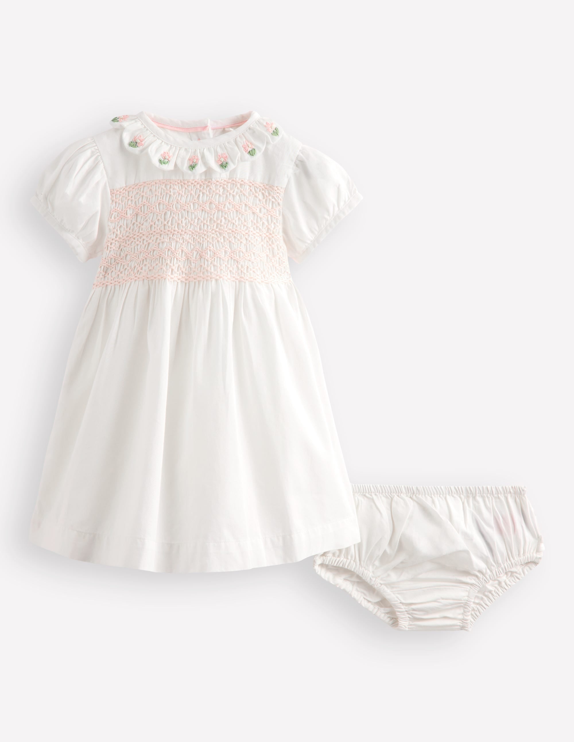Occasion Smocked Dress-Ivory - Image 1