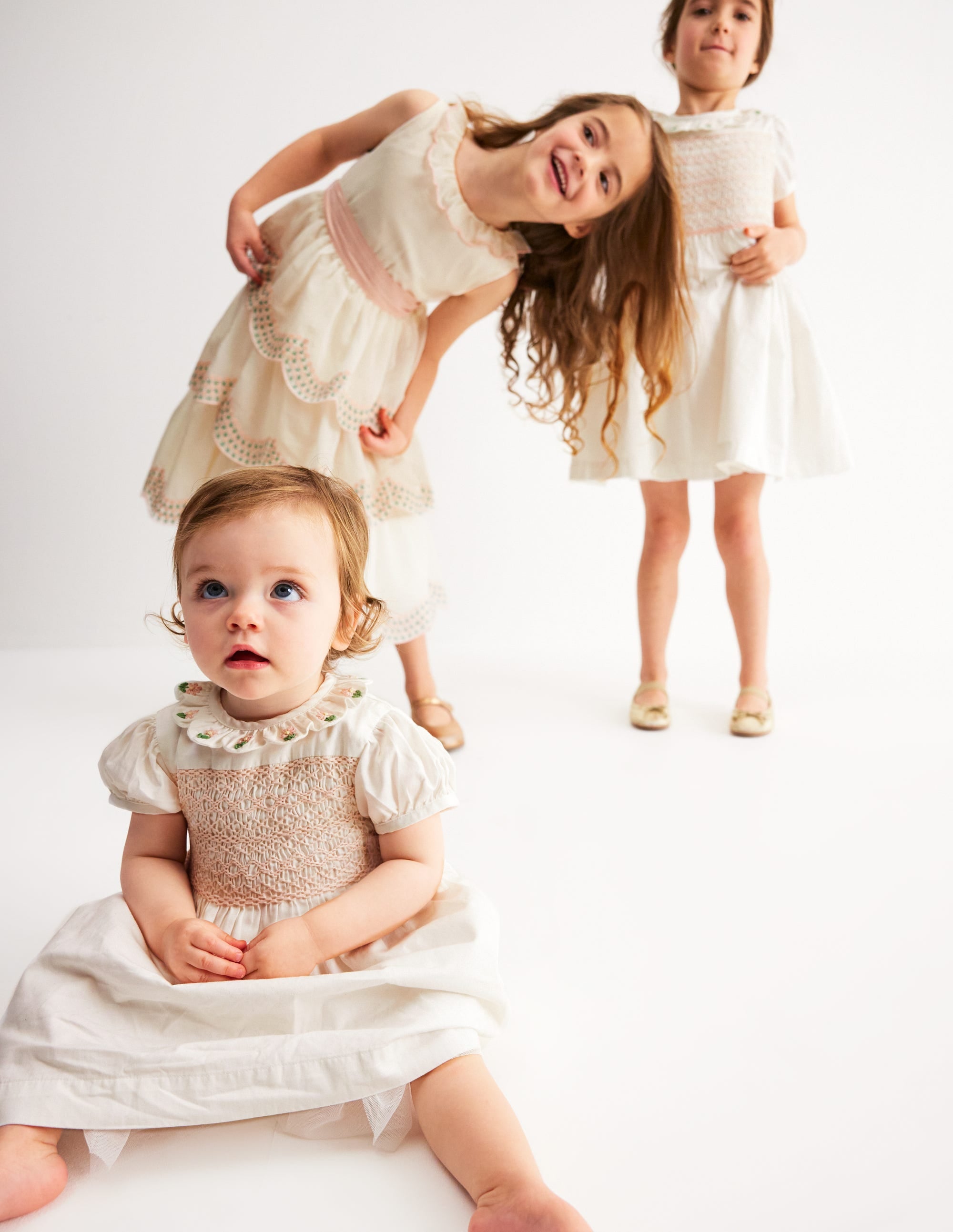 Occasion Smocked Dress-Ivory - Image 4