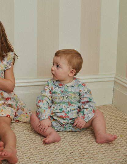 Smocked Romper-Blue Spring Meadow-4