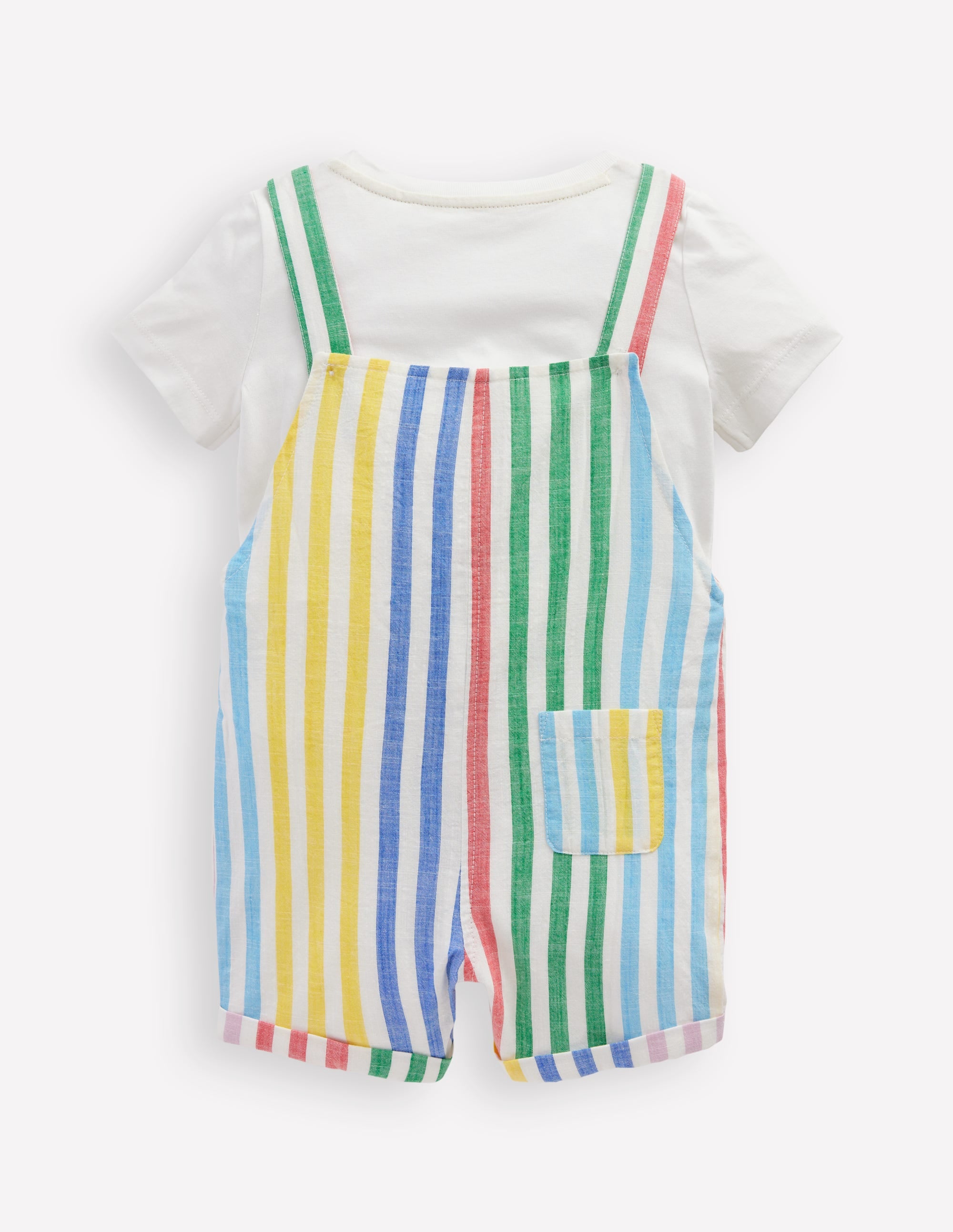 Button Dungaree Set-Multi Stripe - Image 2