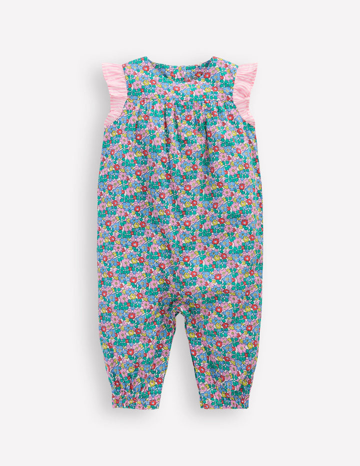 Ruffle Sleeve Romper-Multi Flowerbed