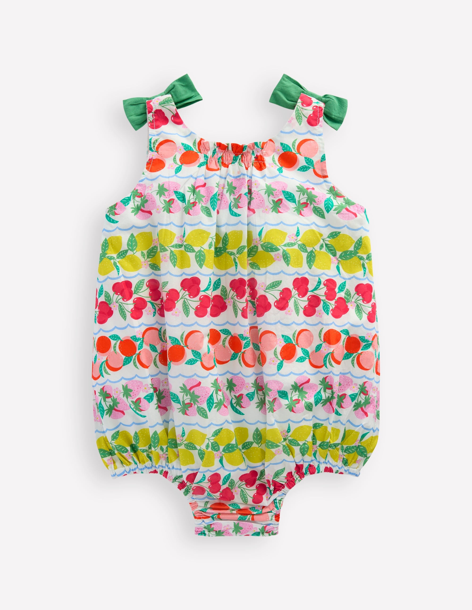 Girls Bubble Romper-Multi Fruit Stripe - Image 2