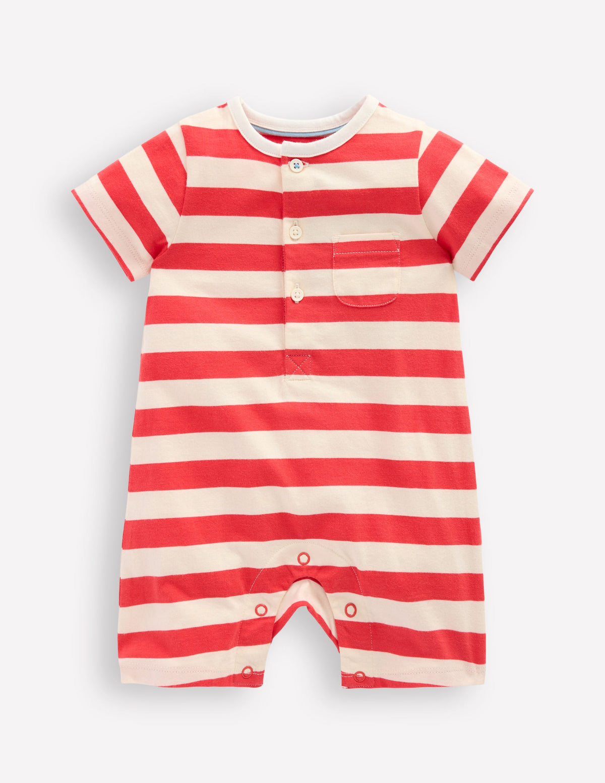 Jersey Romper-Jam Red and Ivory Stripe - Image 1