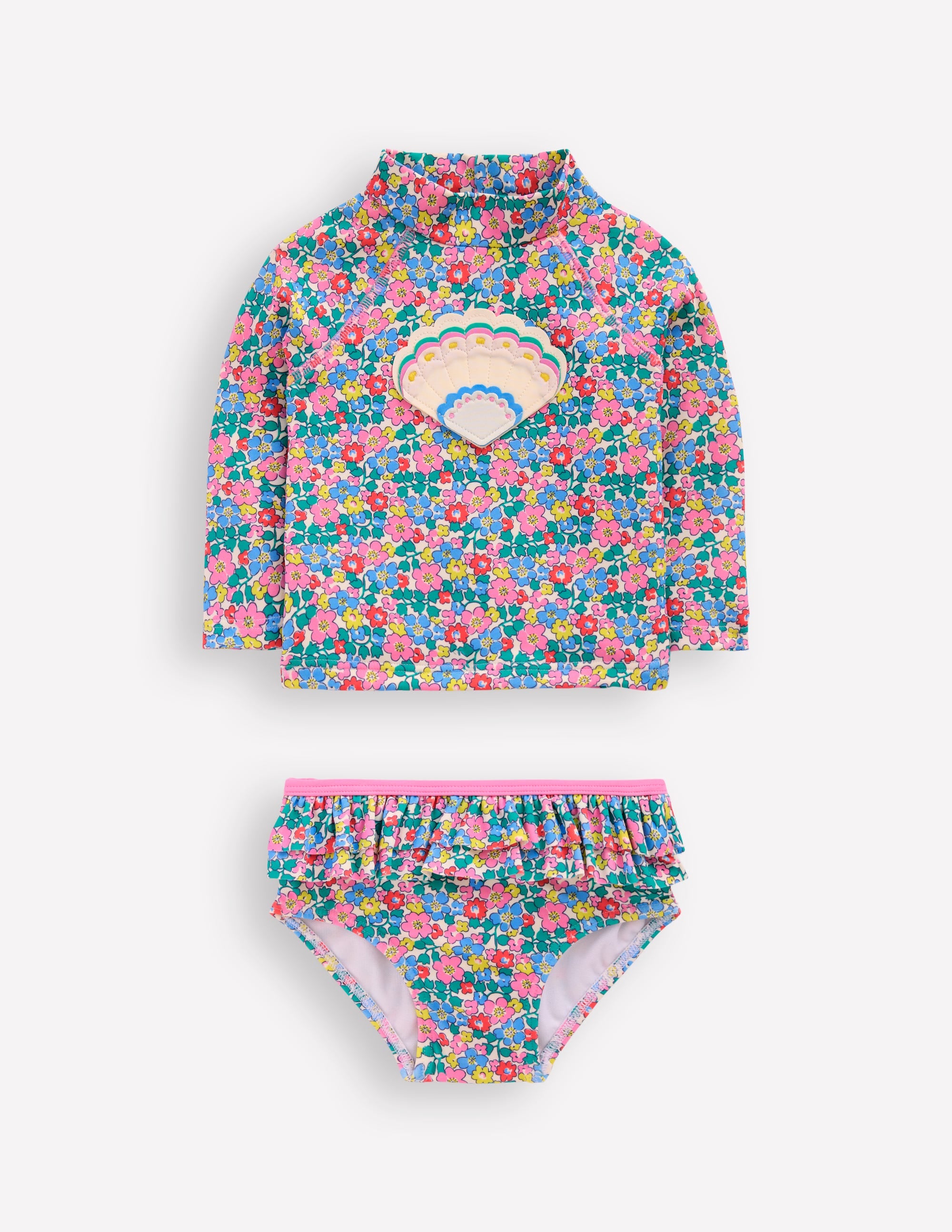 Frilly Rash Vest Set-Multi Flowerbed Shell - Image 1