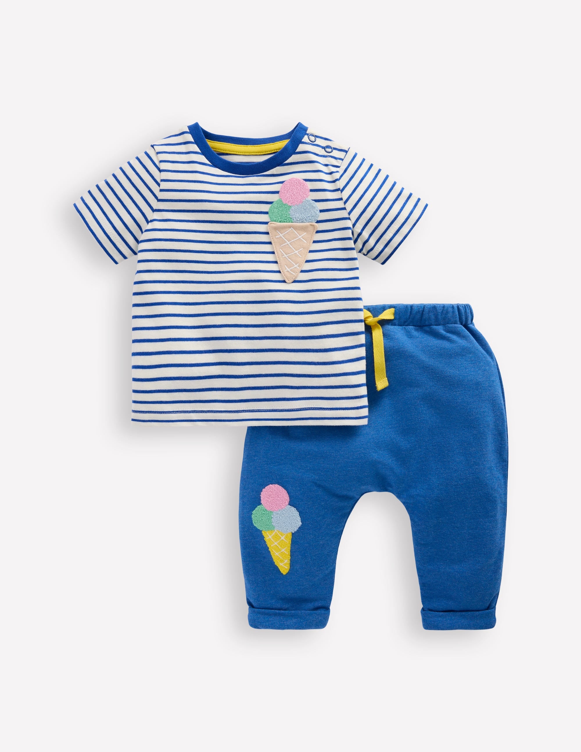 Bouclé Jersey Play Set-Soft Ivory and Bright Blue - Image 1