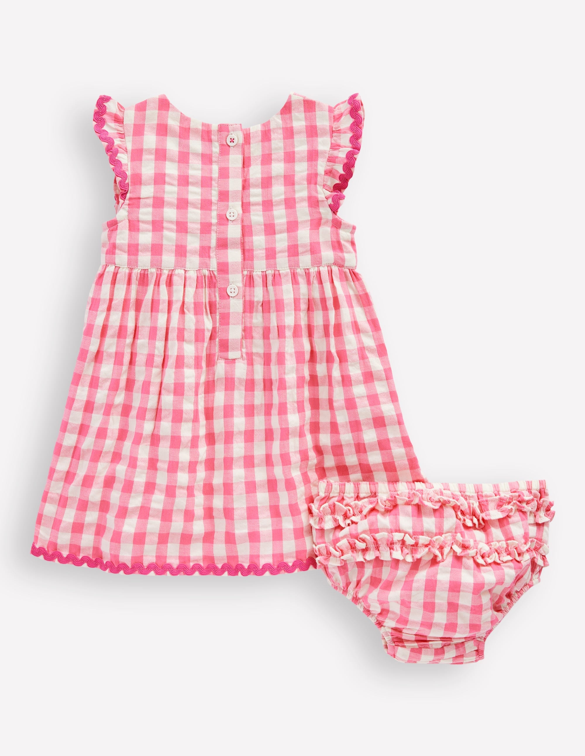 Woven Frill Dress-Pink and Ivory Gingham - Image 2