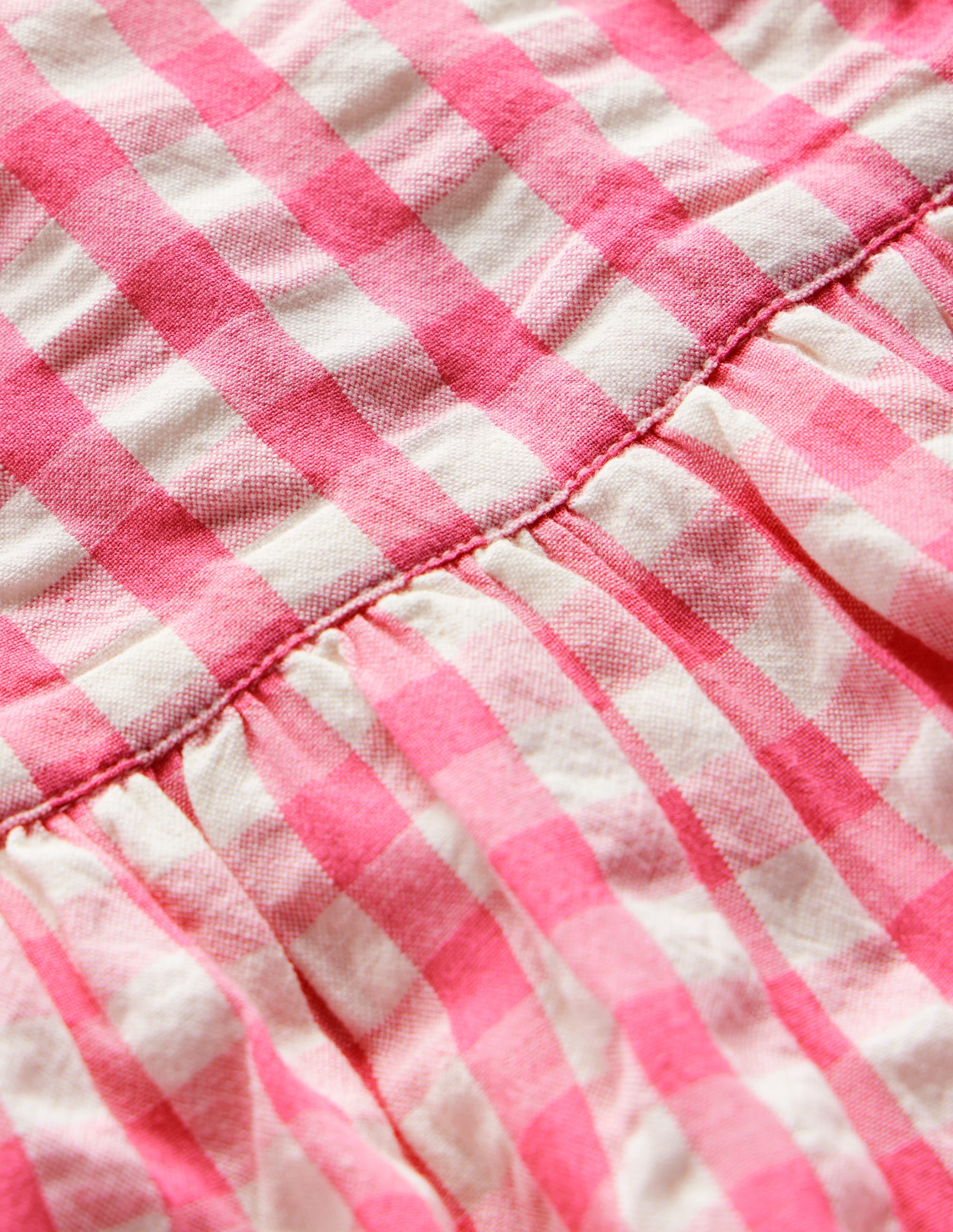 Woven Frill Dress-Pink and Ivory Gingham - Image 3