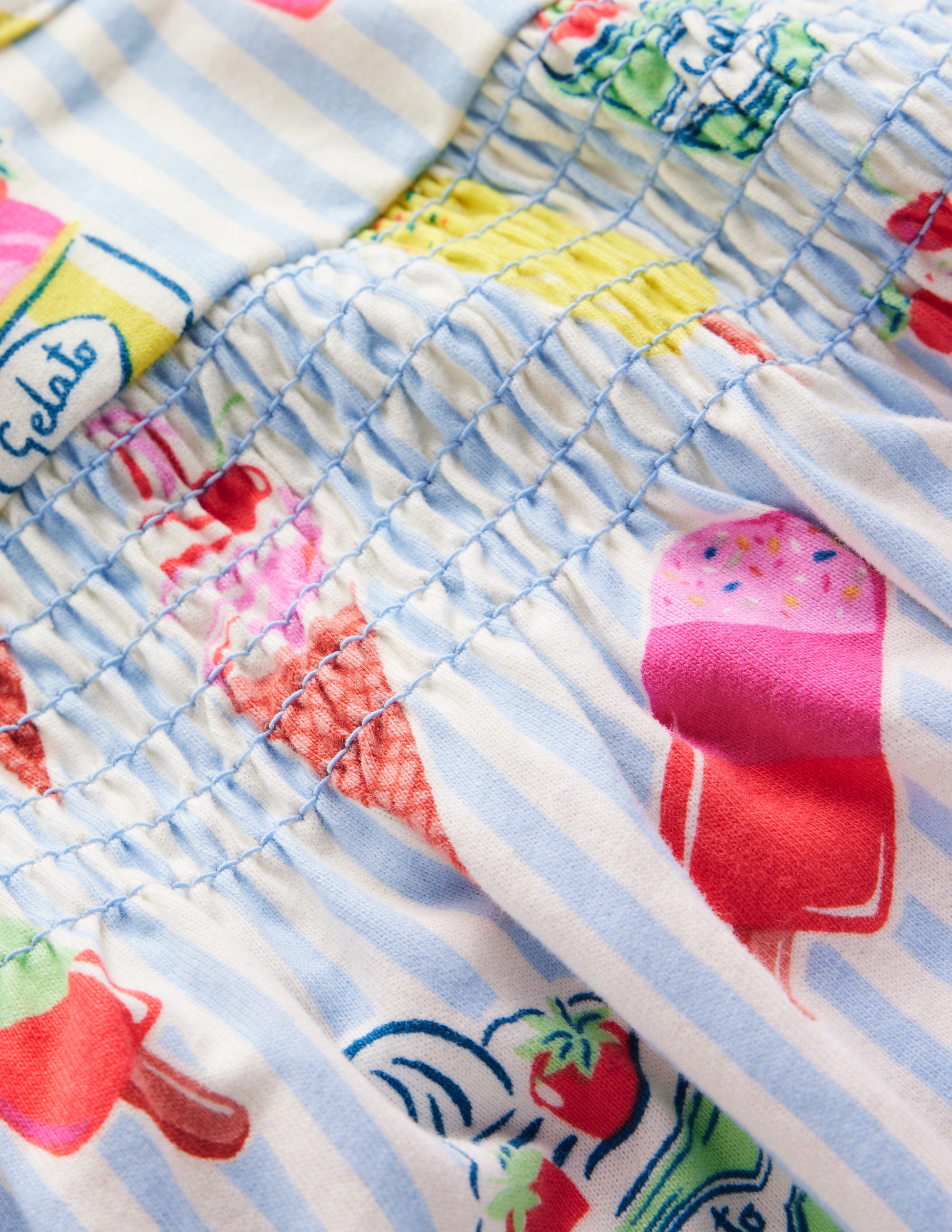 Shirred Jersey Dress-Blue Ice Creams - Image 3
