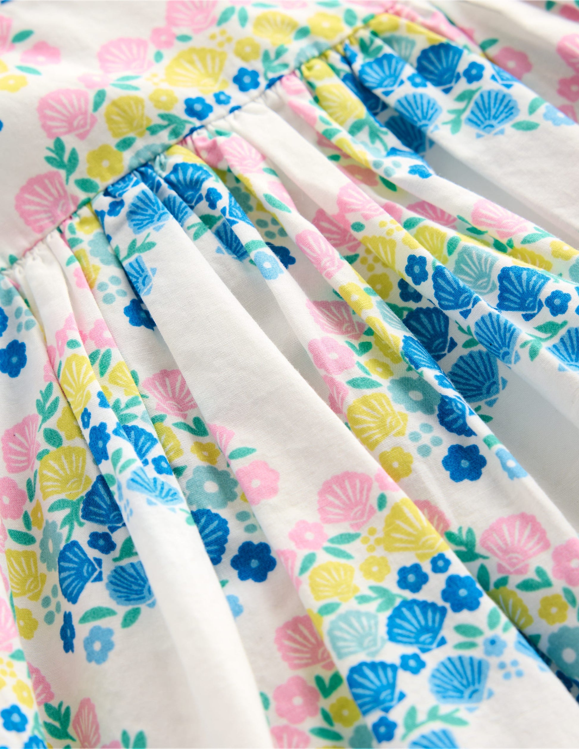 Gathered Woven Dress-Coconut Milk Rainbow Shells-3