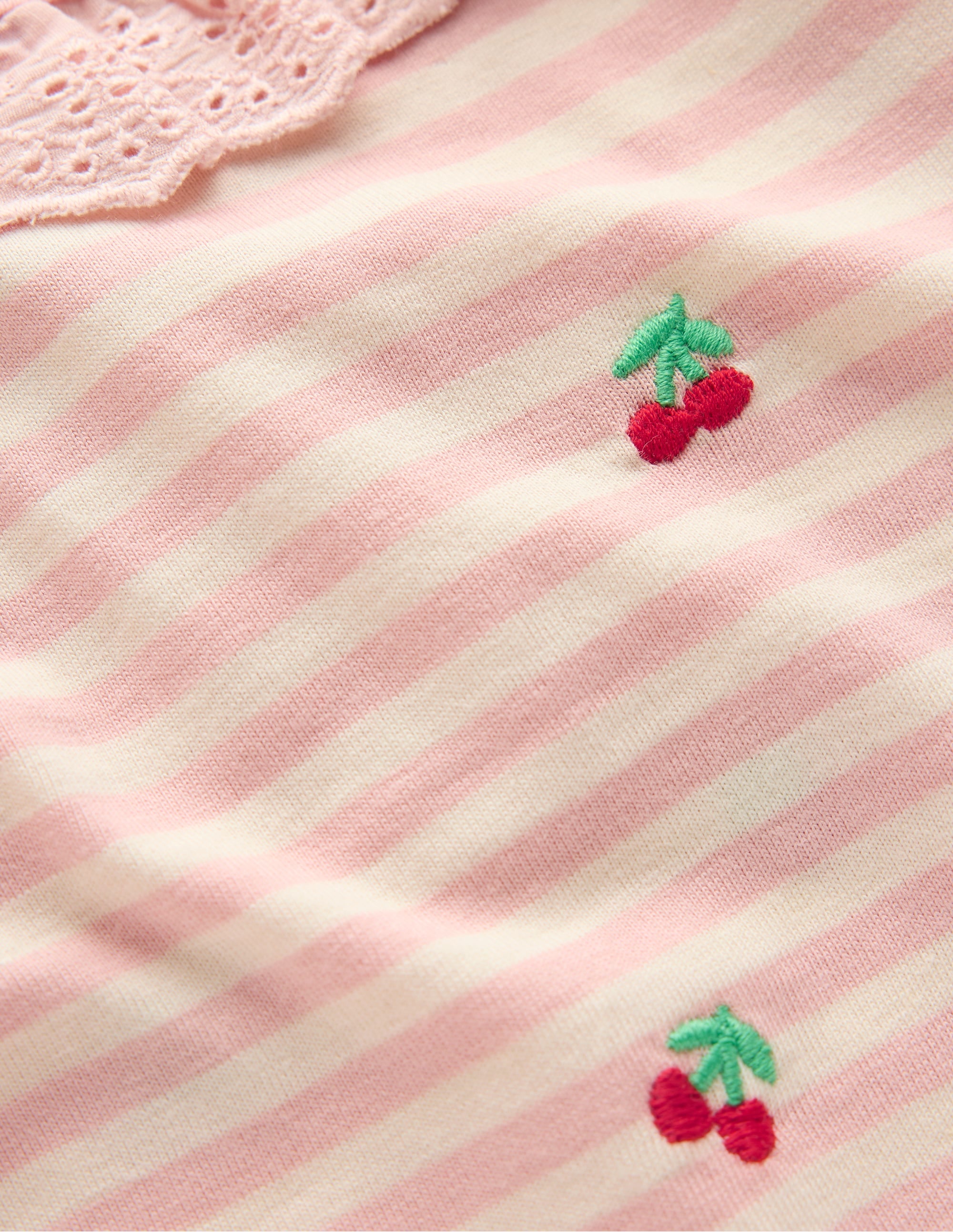 Embroidered Jersey Top-Soft Ivory/ Chalk Pink - Image 3