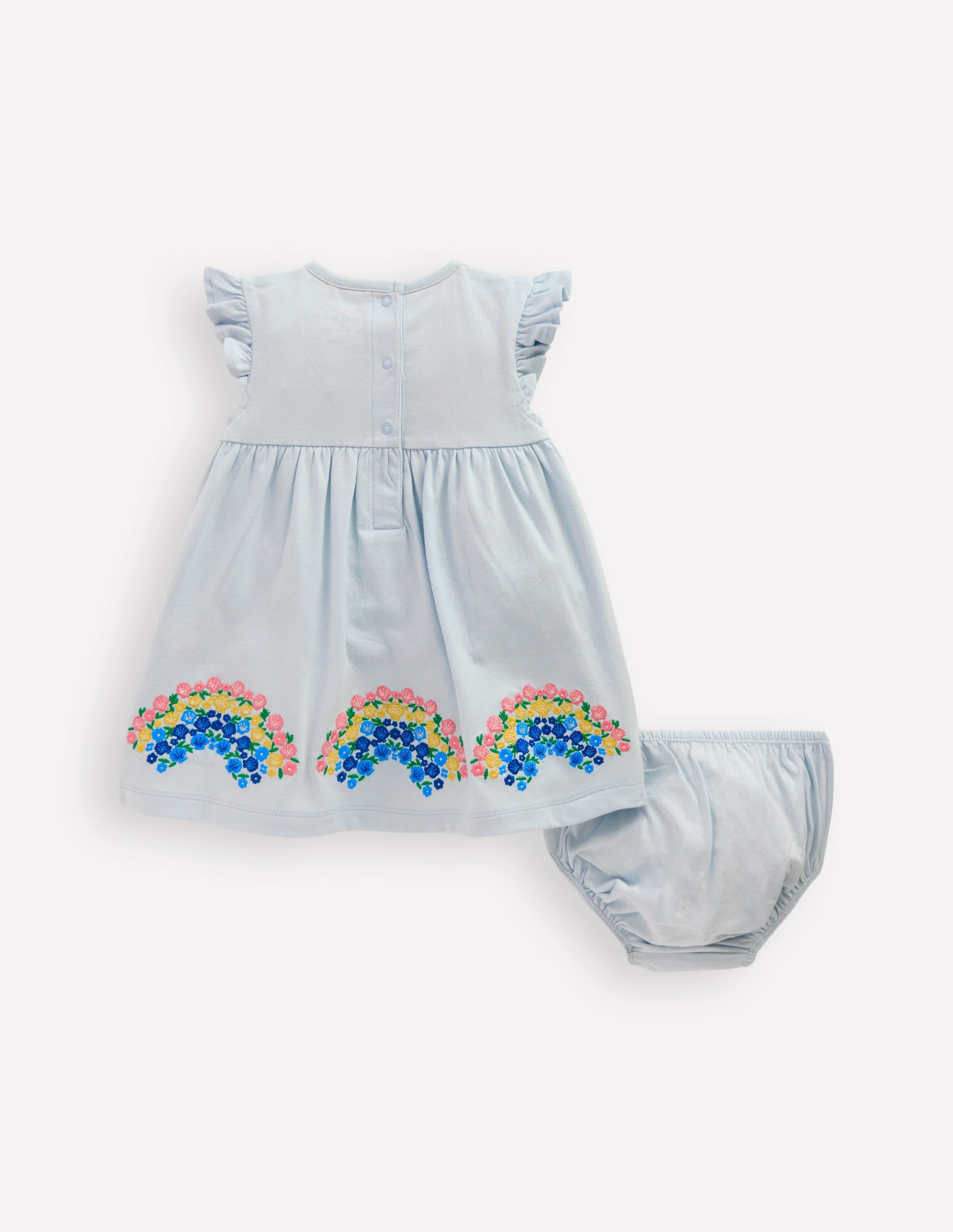 Logo Jersey Frill Sleeve Dress-Blue Rainbow - Image 2