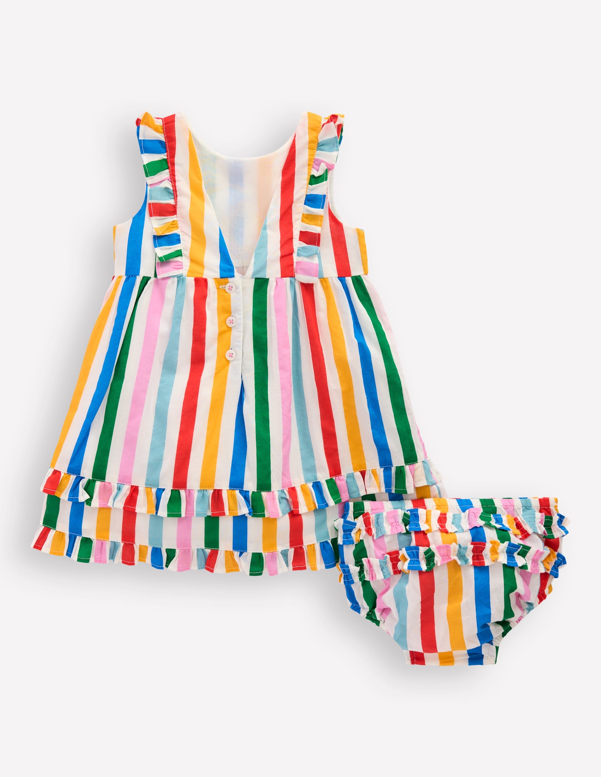 Frilly Pinny Dress-Rainbow Multi Stripe - Image 2