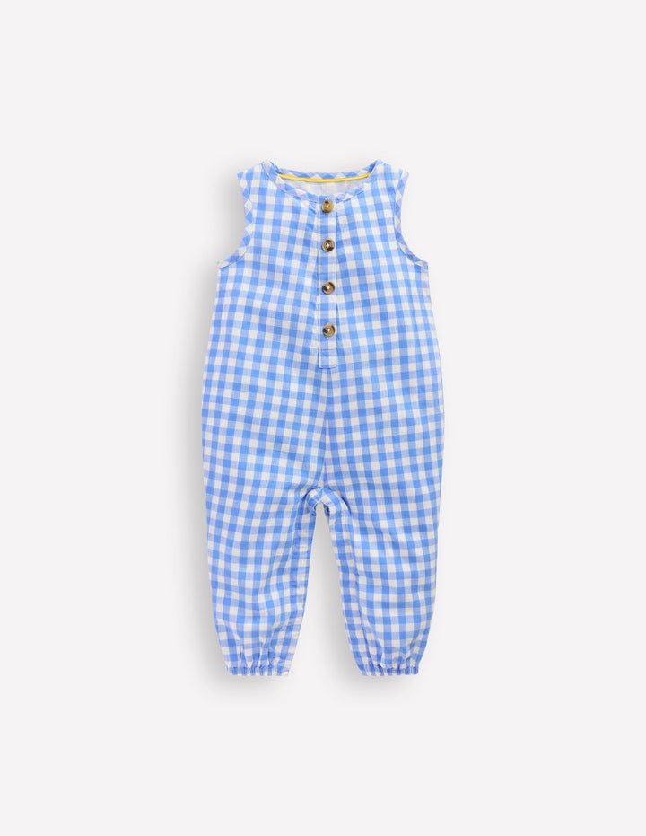 Woven Romper-Blue Gingham