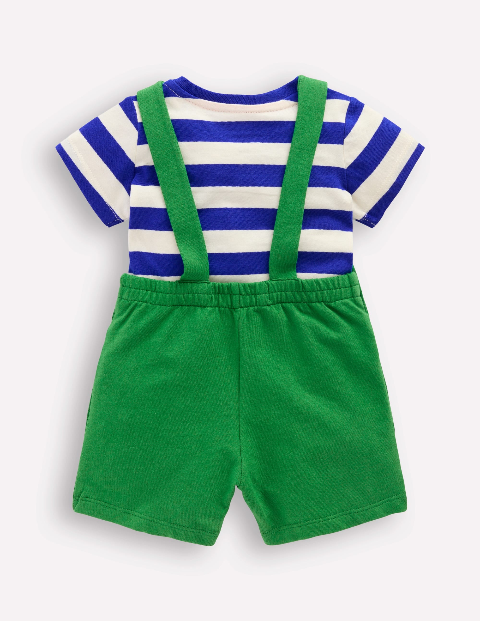 Boucle Jersey Dungaree Set-Green Jungle Animals - Image 5