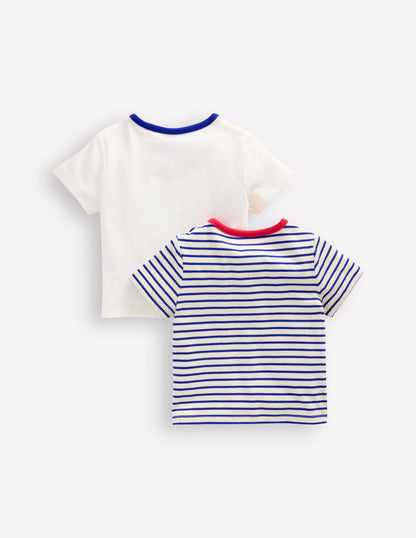 Twin Pack T-shirts-Ivory Stripe Twin Pack-2
