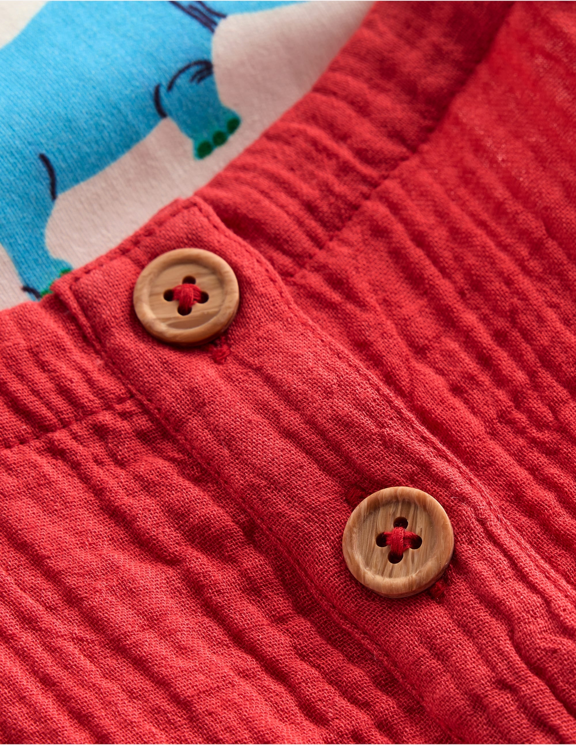 Double Cloth Dungaree Set-Poppy Red Jungle - Image 3