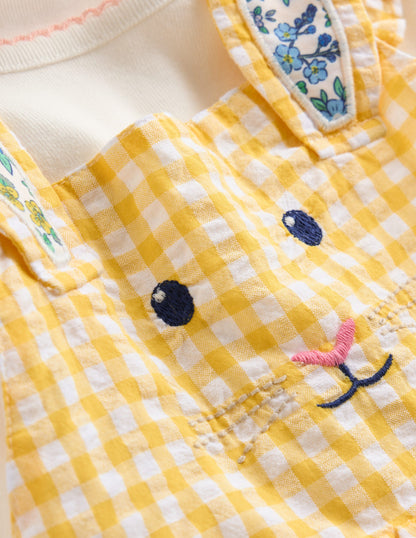 Novelty Pinny Dress Set-Yellow Gingham Bunny-3