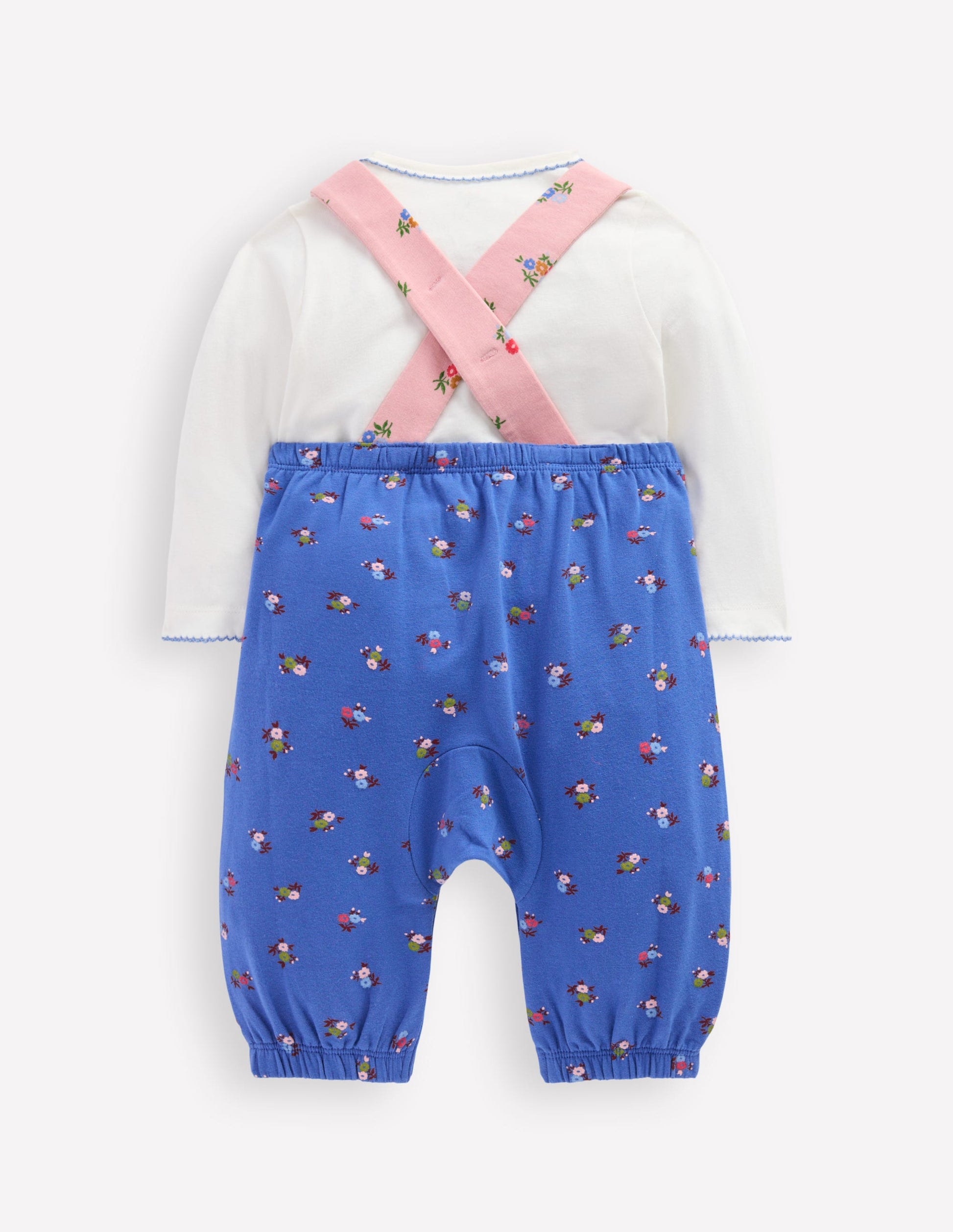 Jersey Dungaree Set-Multi Spaced Ditsy-2