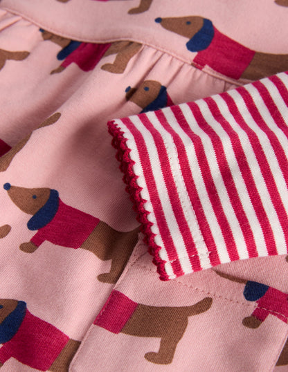 Jersey Dungaree Set-Pink Sausage Dogs-3