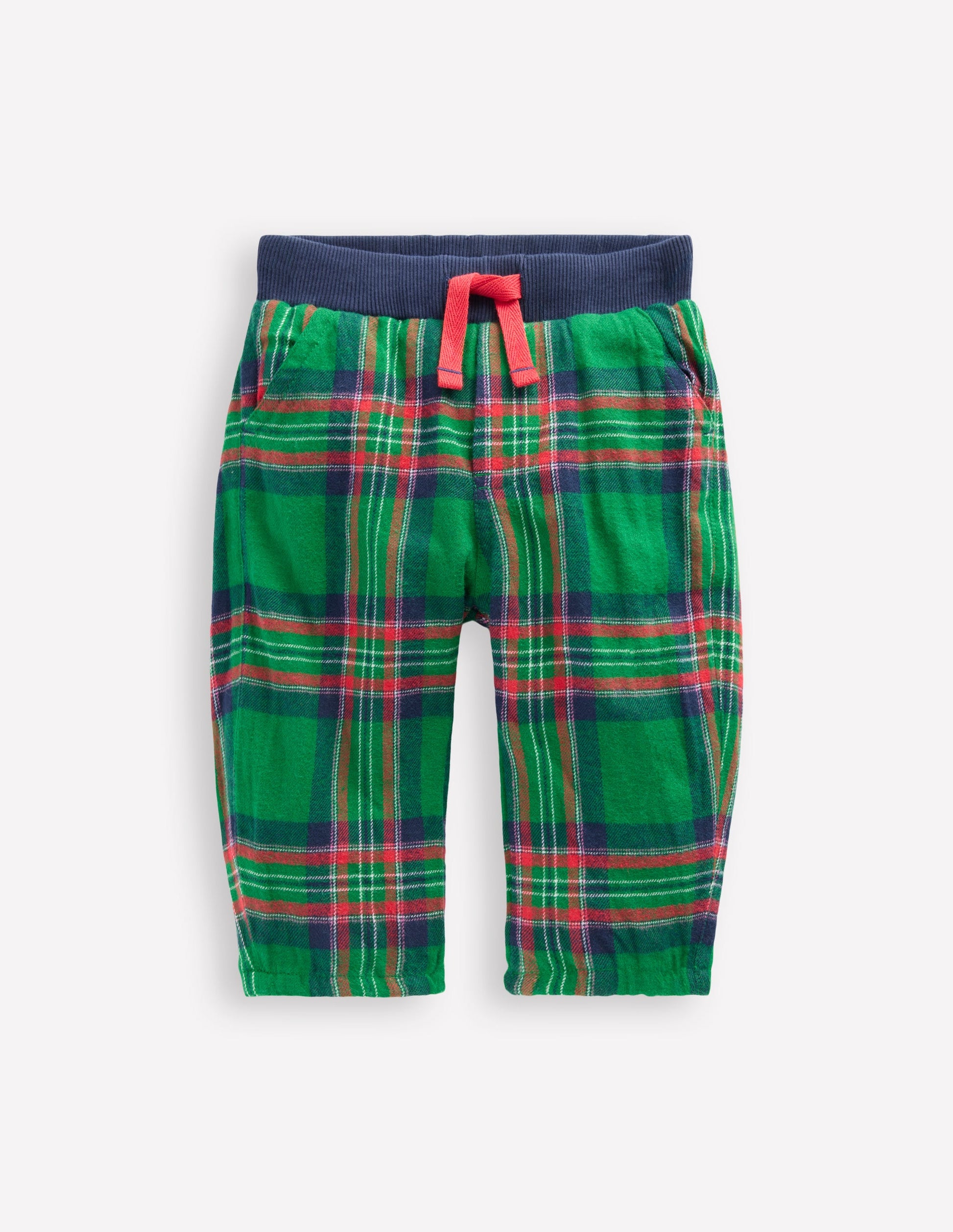 Cosy Lined Trousers-Green Check-1