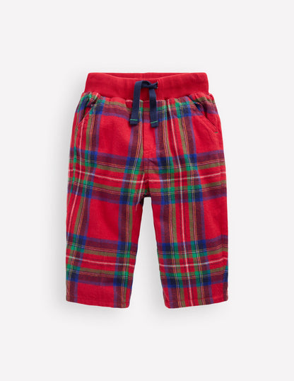 Cosy Lined Trousers-Red Check-1