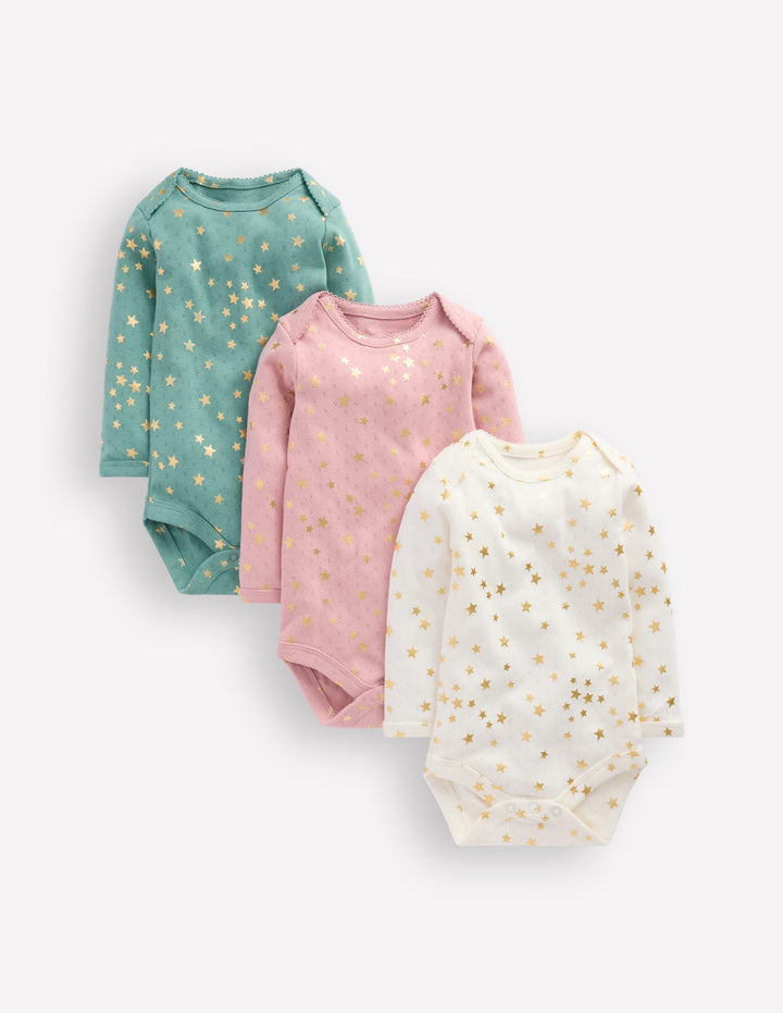 3-pack Pointelle Bodies-Multi Foil Stars