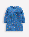Printed Jersey Dress-Blue Floral