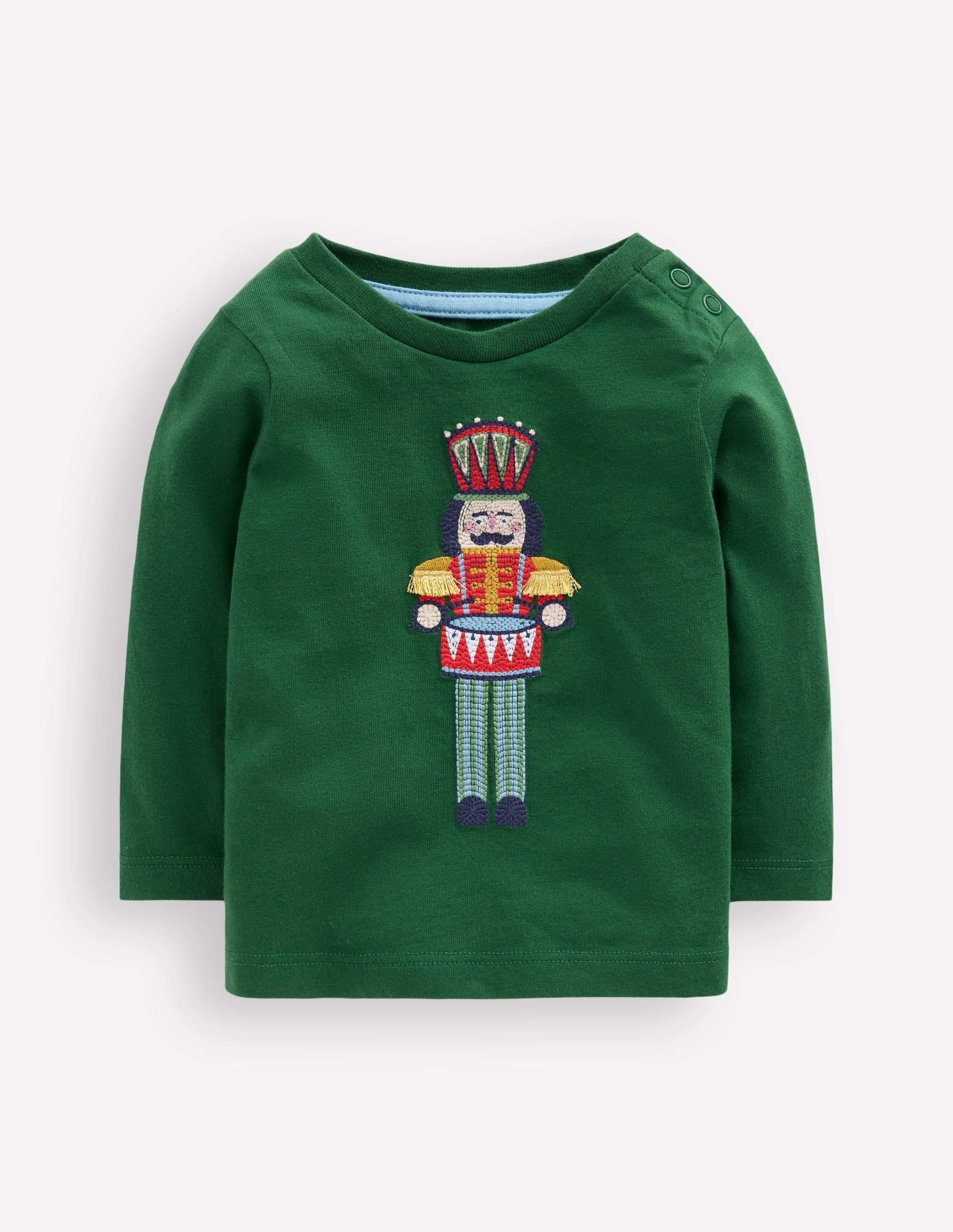 Long Sleeve Appliqué T-shirt-Pine Green Nutcracker - Image 1