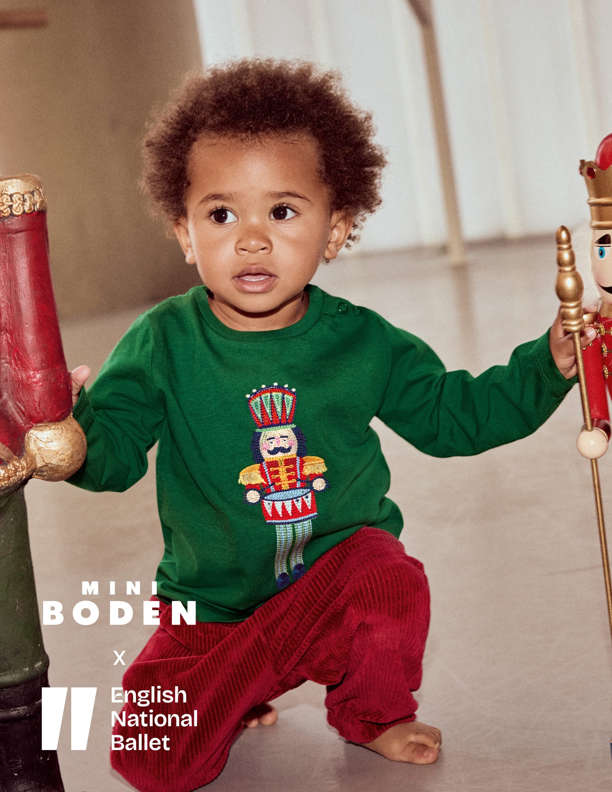 Long Sleeve Appliqué T-shirt-Pine Green Nutcracker - Image 4
