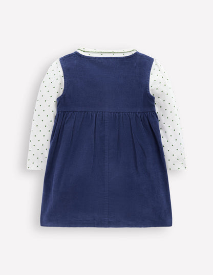 Woven Pinny Dress Set-College Navy Cherries-2