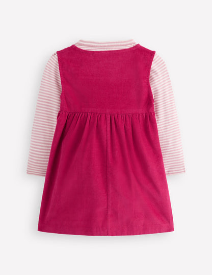 Woven Pinny Dress Set-Bright Cherry Kittens-2