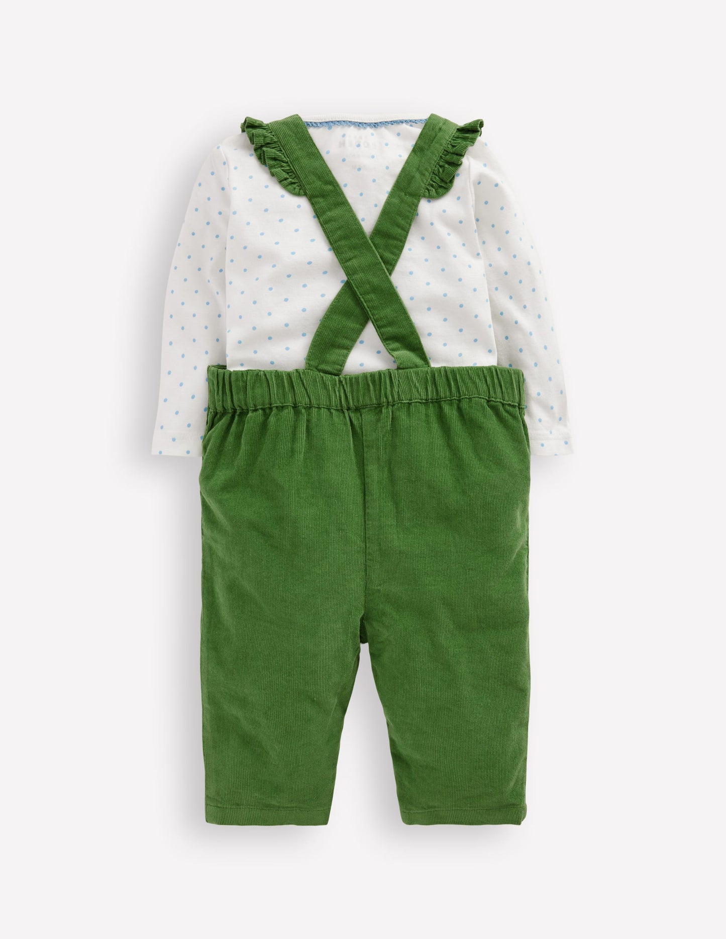 Woven Dungaree Set-Broccoli Green Embroidered