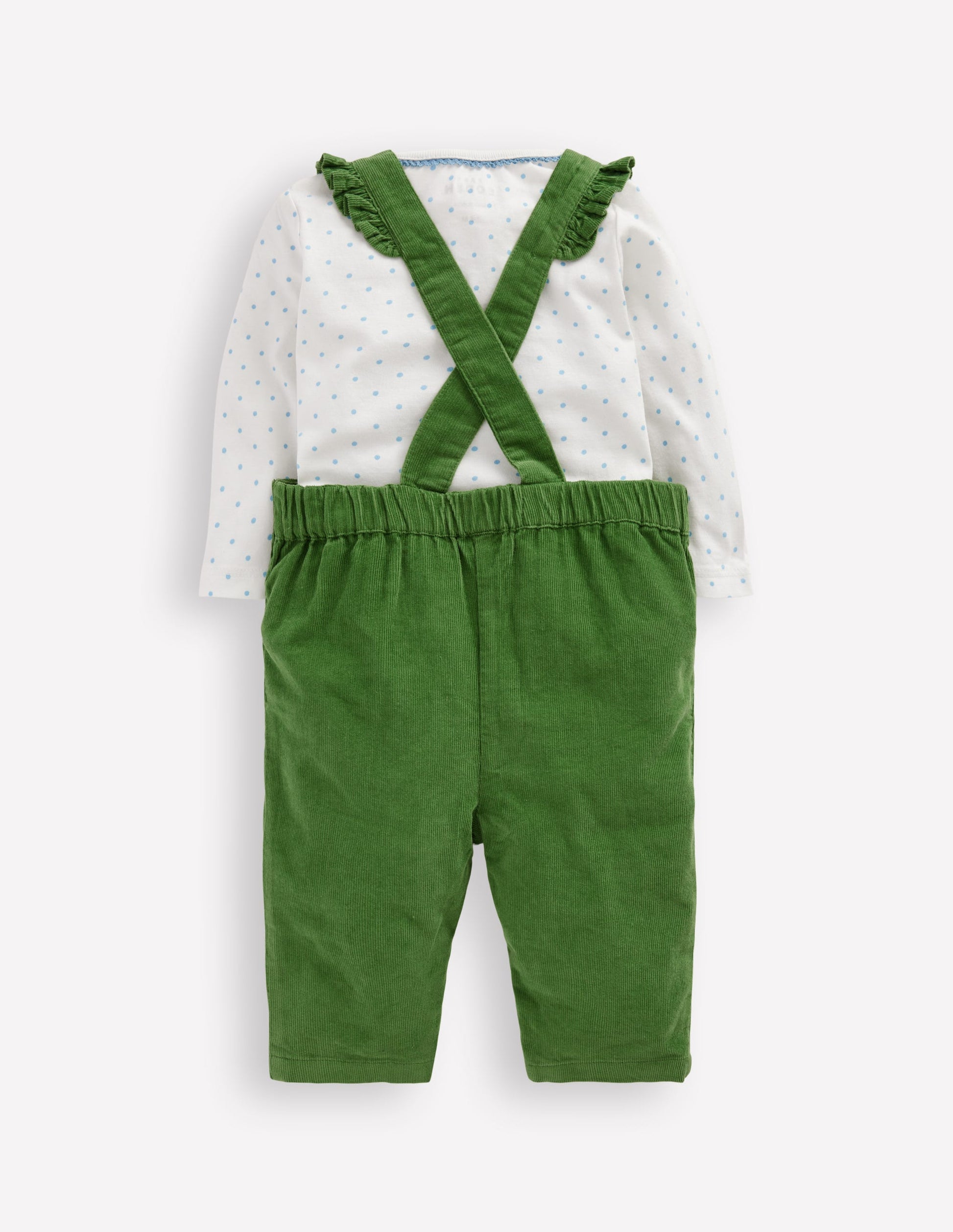 Woven Dungaree Set-Broccoli Green Embroidered-2